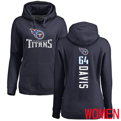 Tennessee Titans Navy Blue Women Nate Davis Backer NFL Football #64 Pullover Hoodie Sweatshirts->nfl t-shirts->Sports Accessory